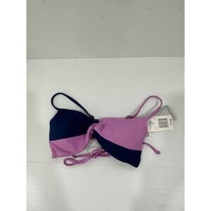 L-Space Women's Indigo/Purple Ringo Twist Colorblock Swim Bikini Top Size S